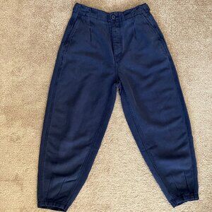 Polo Ralph Lauren Pleated Linen-Blend Twill Pant Navy Blue